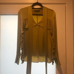 Zara satin chartreuse top